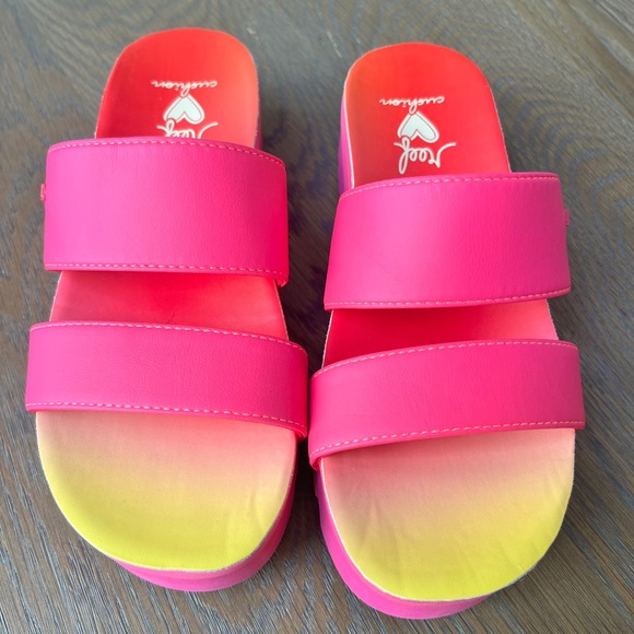 Reef Cushion Vista Hi Pink Yellow Ombre Sunset Platform Slide Sandals Size 6 - Picture 5 of 5